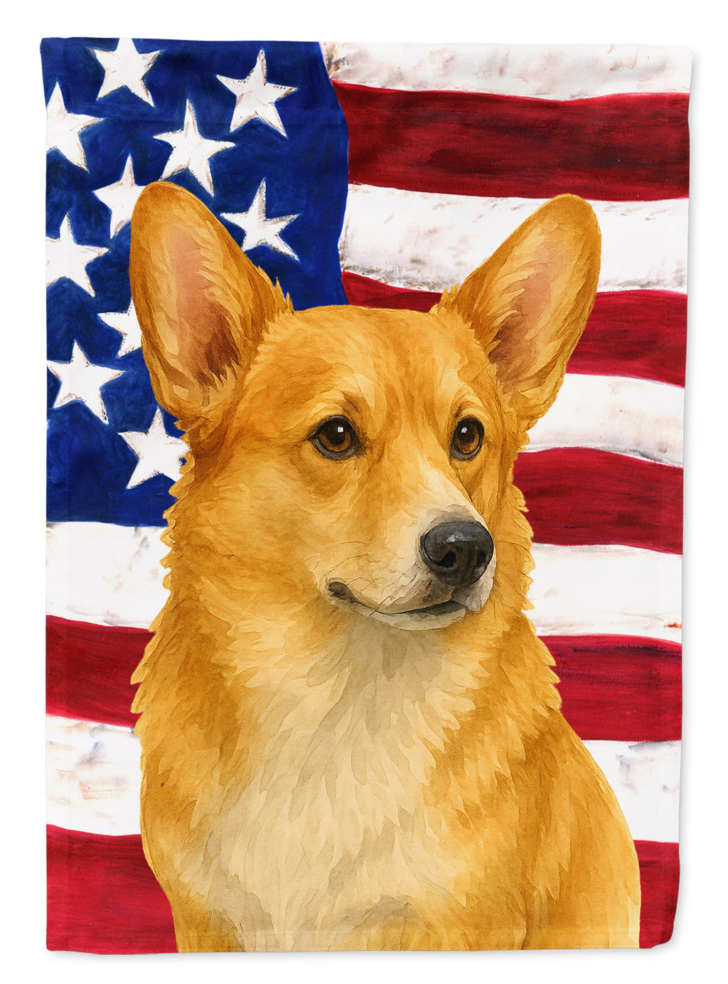 Fawn Pembroke Welsh Corgi American Flag House Flag 28x40 Porch Sleeve Pole Decorative Outside Yard Banner Artwork Wall Hanging, Polyester