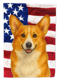 Red and White Pembroke Welsh Corgi American Flag House Flag 28x40 Porch Sleeve Pole Decorative Outside Yard Banner Artwork Wall Hanging, Polyester