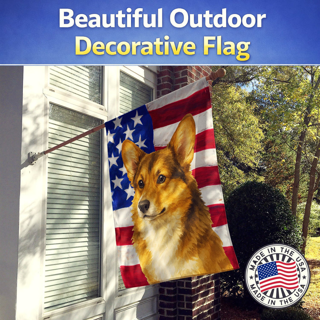 Sable Pembroke Welsh Corgi American Flag House Flag 28x40 Porch Sleeve Pole Decorative Outside Yard Banner Artwork Wall Hanging, Polyester