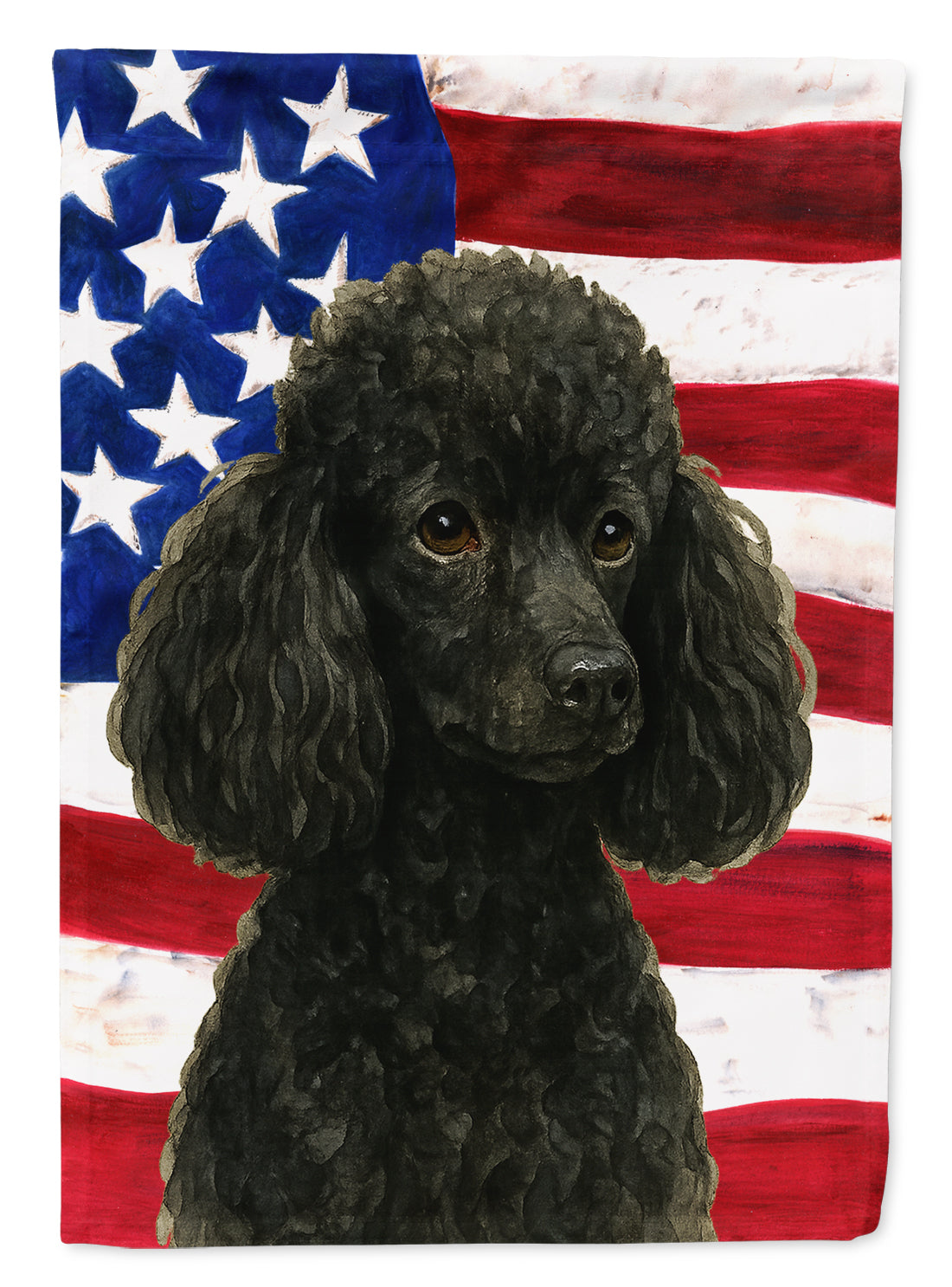 Black Miniature Poodle American Flag House Flag 28x40 Porch Sleeve Pole Decorative Outside Yard Banner Artwork Wall Hanging, Polyester