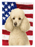 White Miniature Poodle American Flag House Flag 28x40 Porch Sleeve Pole Decorative Outside Yard Banner Artwork Wall Hanging, Polyester