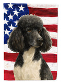 Parti Standard Poodle American Flag House Flag 28x40 Porch Sleeve Pole Decorative Outside Yard Banner Artwork Wall Hanging, Polyester