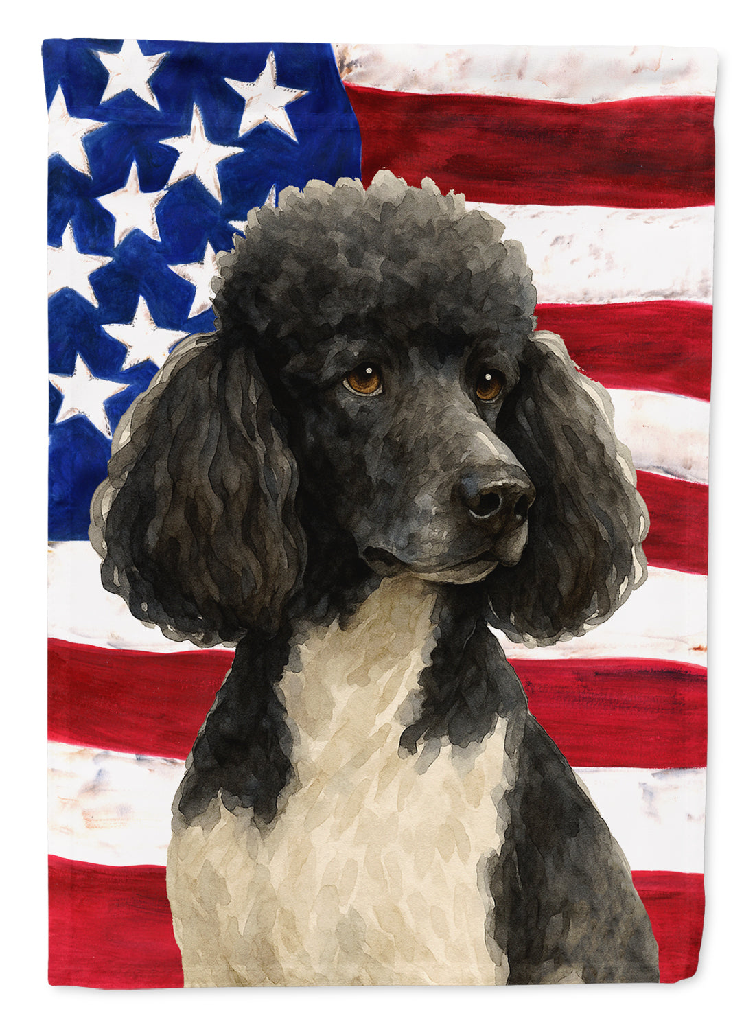 Parti Standard Poodle American Flag House Flag 28x40 Porch Sleeve Pole Decorative Outside Yard Banner Artwork Wall Hanging, Polyester