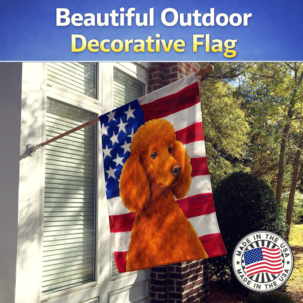 Red Standard Poodle American Flag House Flag 28x40 Porch Sleeve Pole Decorative Outside Yard Banner Artwork Wall Hanging, Polyester