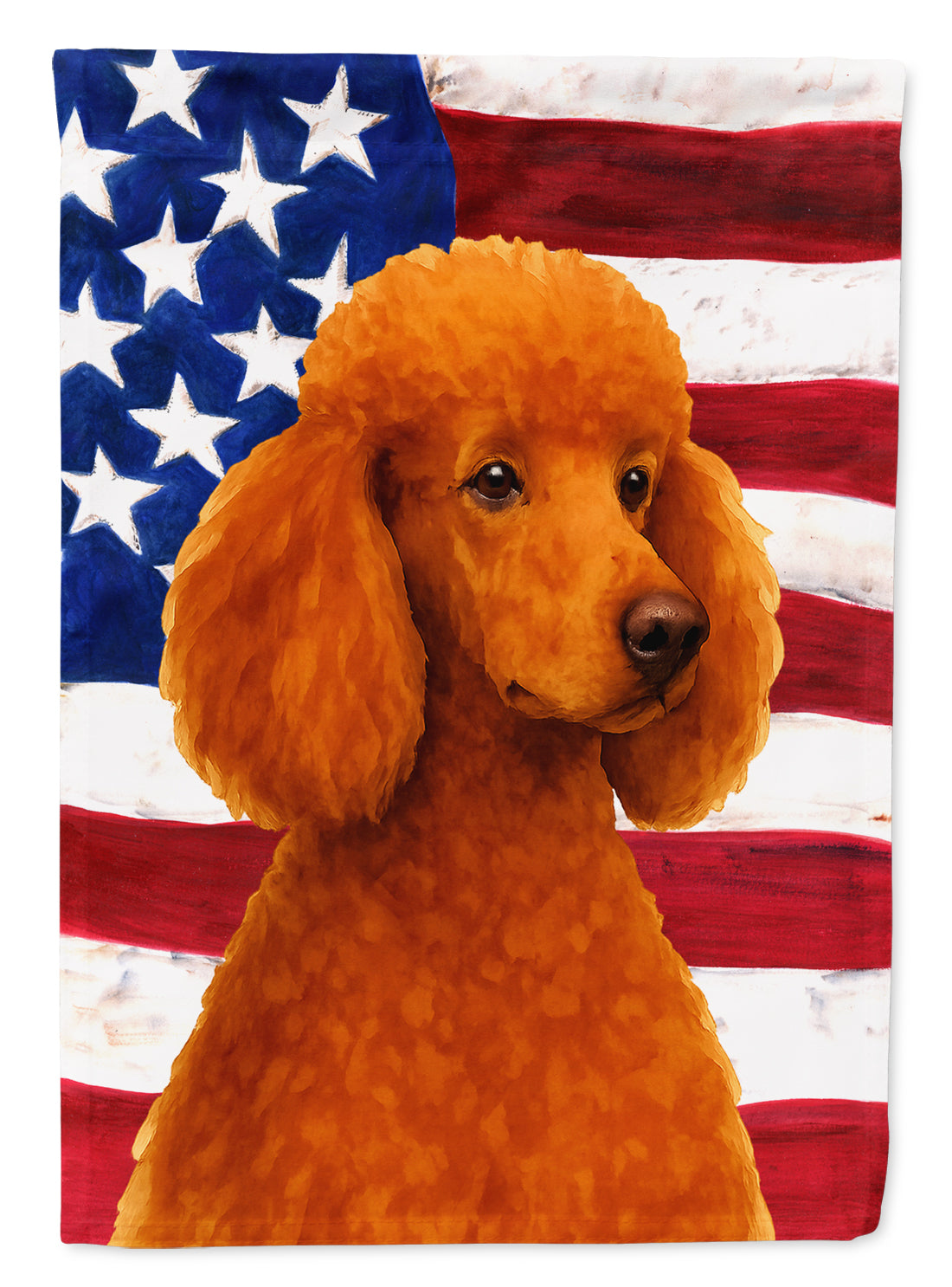 Red Standard Poodle American Flag House Flag 28x40 Porch Sleeve Pole Decorative Outside Yard Banner Artwork Wall Hanging, Polyester