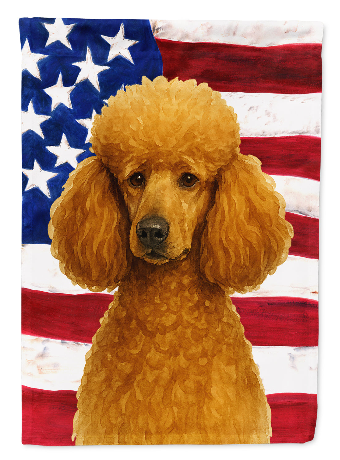 Apricot Standard Poodle American Flag House Flag 28x40 Porch Sleeve Pole Decorative Outside Yard Banner Artwork Wall Hanging, Polyester