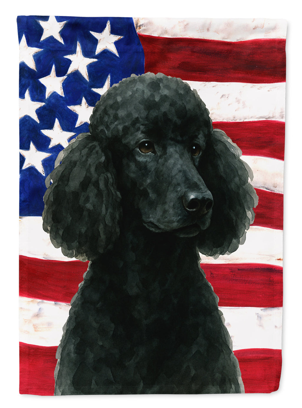 Black Standard Poodle American Flag House Flag 28x40 Porch Sleeve Pole Decorative Outside Yard Banner Artwork Wall Hanging, Polyester