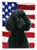Black Standard Poodle American Flag House Flag 28x40 Porch Sleeve Pole Decorative Outside Yard Banner Artwork Wall Hanging, Polyester