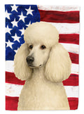 White Standard Poodle American Flag House Flag 28x40 Porch Sleeve Pole Decorative Outside Yard Banner Artwork Wall Hanging, Polyester
