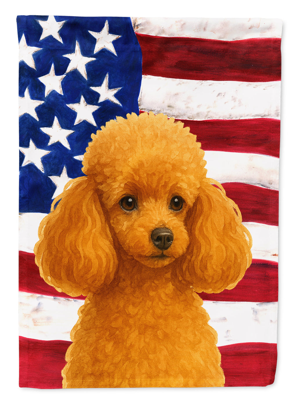 Apricot Toy Poodle American Flag House Flag 28x40 Porch Sleeve Pole Decorative Outside Yard Banner Artwork Wall Hanging, Polyester