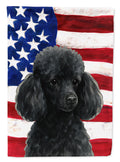 Black Toy Poodle American Flag House Flag 28x40 Porch Sleeve Pole Decorative Outside Yard Banner Artwork Wall Hanging, Polyester