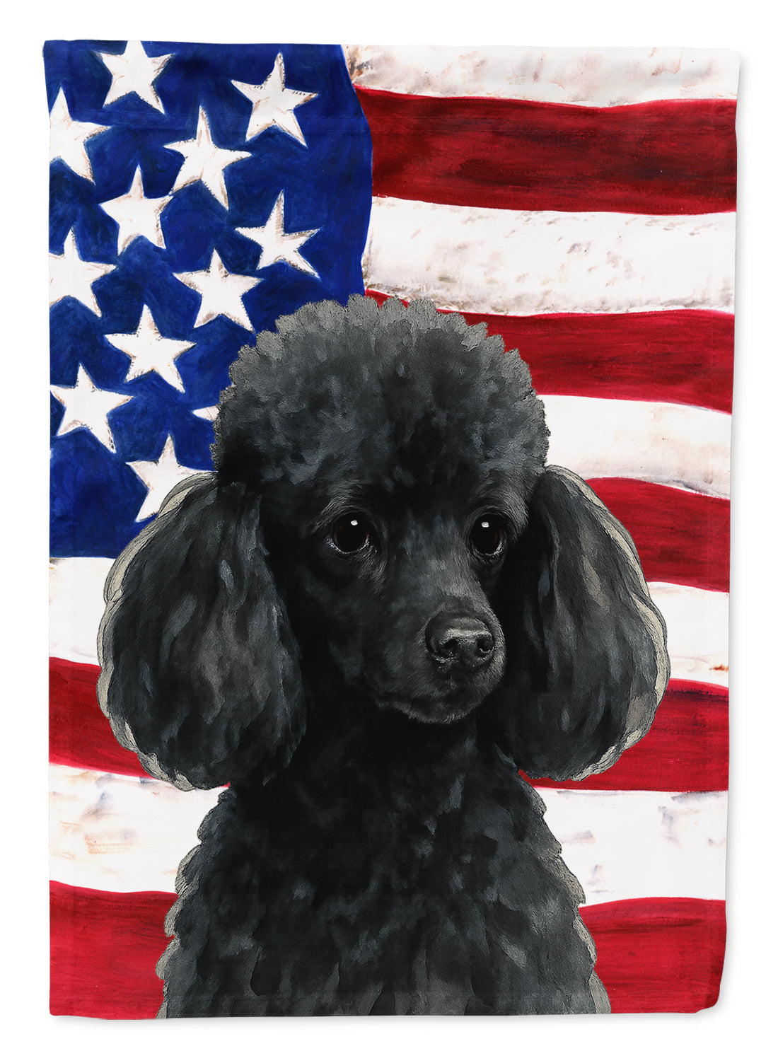 Black Toy Poodle American Flag House Flag 28x40 Porch Sleeve Pole Decorative Outside Yard Banner Artwork Wall Hanging, Polyester