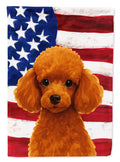 Red Toy Poodle American Flag House Flag 28x40 Porch Sleeve Pole Decorative Outside Yard Banner Artwork Wall Hanging, Polyester