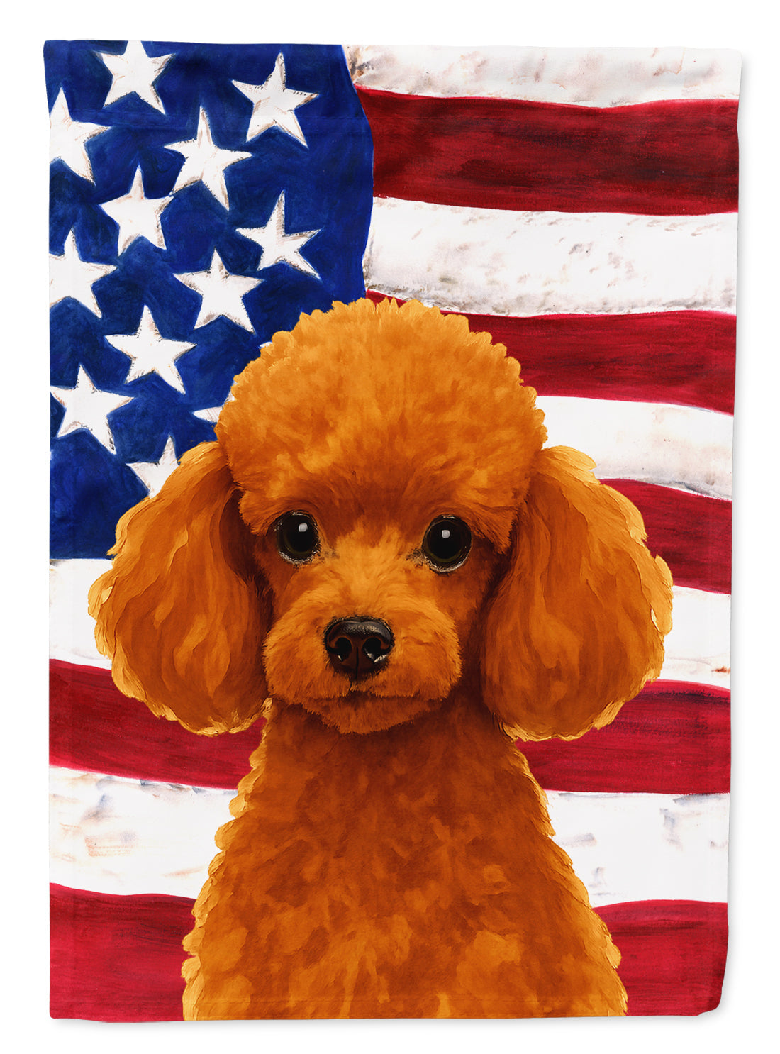 Red Toy Poodle American Flag House Flag 28x40 Porch Sleeve Pole Decorative Outside Yard Banner Artwork Wall Hanging, Polyester