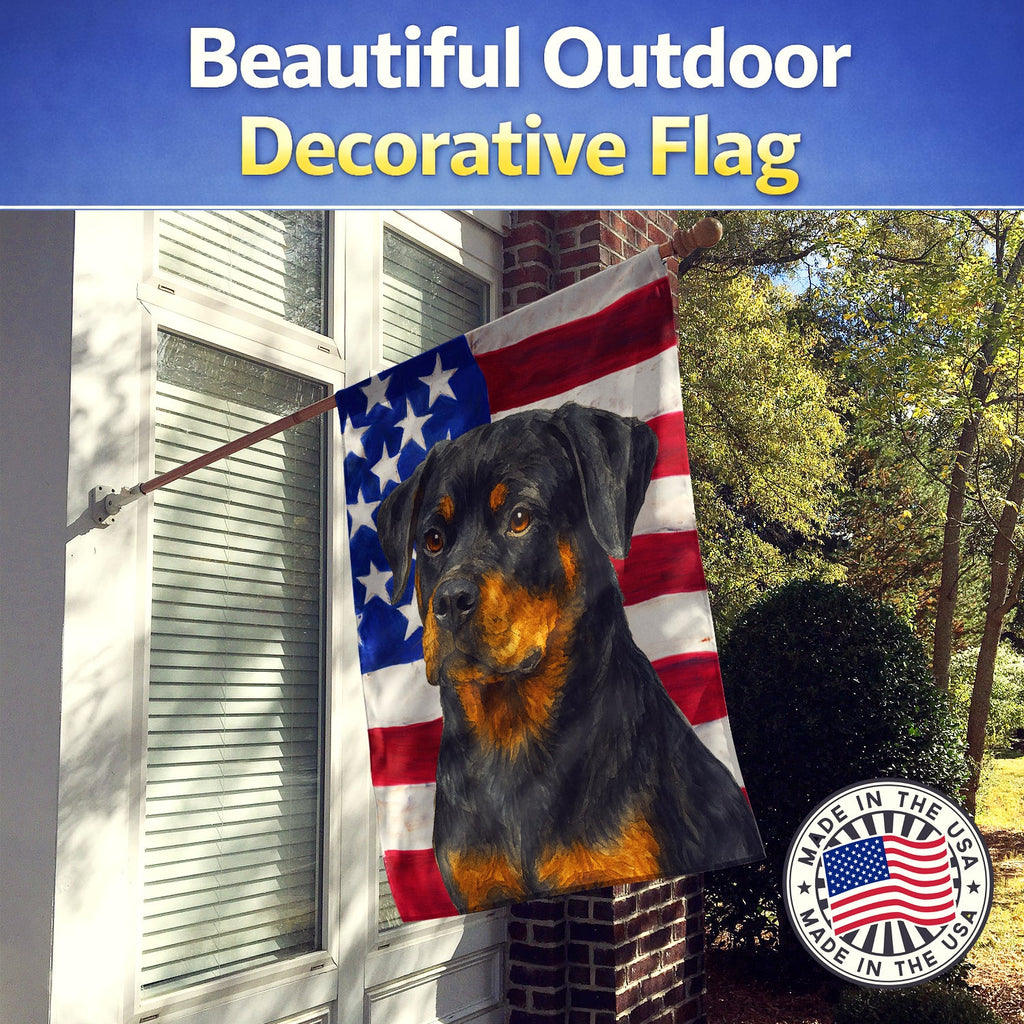 Rottweiler American Flag House Flag 28x40 Porch Sleeve Pole Decorative Outside Yard Banner Artwork Wall Hanging, Polyester
