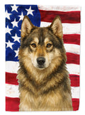Agouti Siberian Husky American Flag House Flag 28x40 Porch Sleeve Pole Decorative Outside Yard Banner Artwork Wall Hanging, Polyester