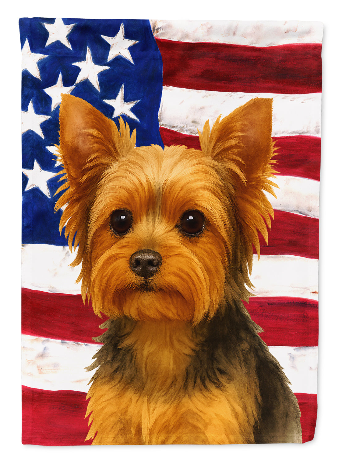 Black and Tan Yorkshire Terrier American Flag House Flag 28x40 Porch Sleeve Pole Decorative Outside Yard Banner Artwork Wall Hanging, Polyester