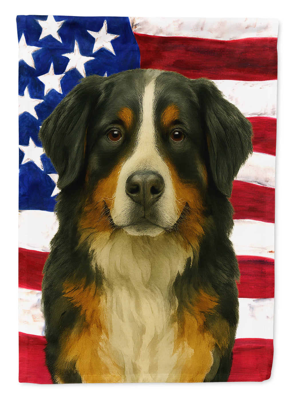 Bernese Mountain Dog American Flag House Flag 28x40 Porch Sleeve Pole Decorative Outside Yard Banner Artwork Wall Hanging, Polyester