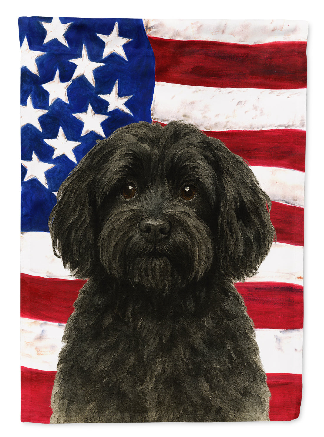 Black Havanese American Flag House Flag 28x40 Porch Sleeve Pole Decorative Outside Yard Banner Artwork Wall Hanging, Polyester
