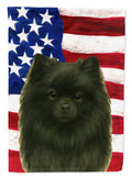 Black Pomeranian American Flag House Flag 28x40 Porch Sleeve Pole Decorative Outside Yard Banner Artwork Wall Hanging, Polyester