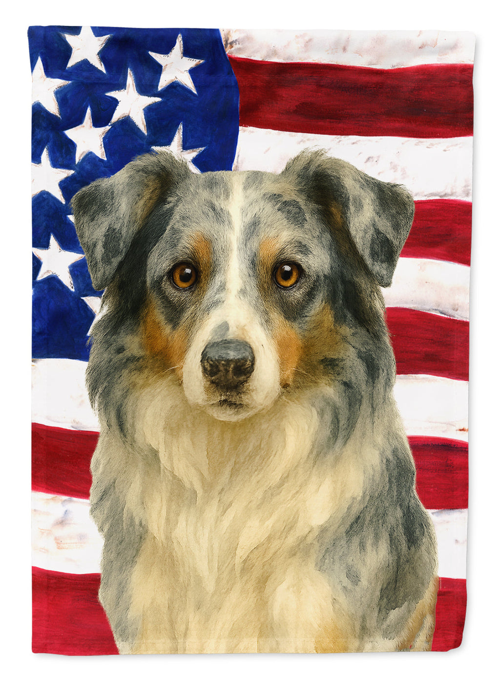 Blue Merle Border Collie American Flag House Flag 28x40 Porch Sleeve Pole Decorative Outside Yard Banner Artwork Wall Hanging, Polyester