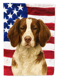 Liver and White Brittany American Flag House Flag 28x40 Porch Sleeve Pole Decorative Outside Yard Banner Artwork Wall Hanging, Polyester