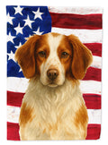 Orange and White Brittany American Flag House Flag 28x40 Porch Sleeve Pole Decorative Outside Yard Banner Artwork Wall Hanging, Polyester