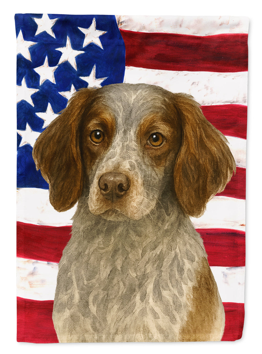 Roan Brittany American Flag House Flag 28x40 Porch Sleeve Pole Decorative Outside Yard Banner Artwork Wall Hanging, Polyester