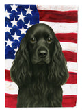 Black Cocker Spaniel American Flag House Flag 28x40 Porch Sleeve Pole Decorative Outside Yard Banner Artwork Wall Hanging, Polyester
