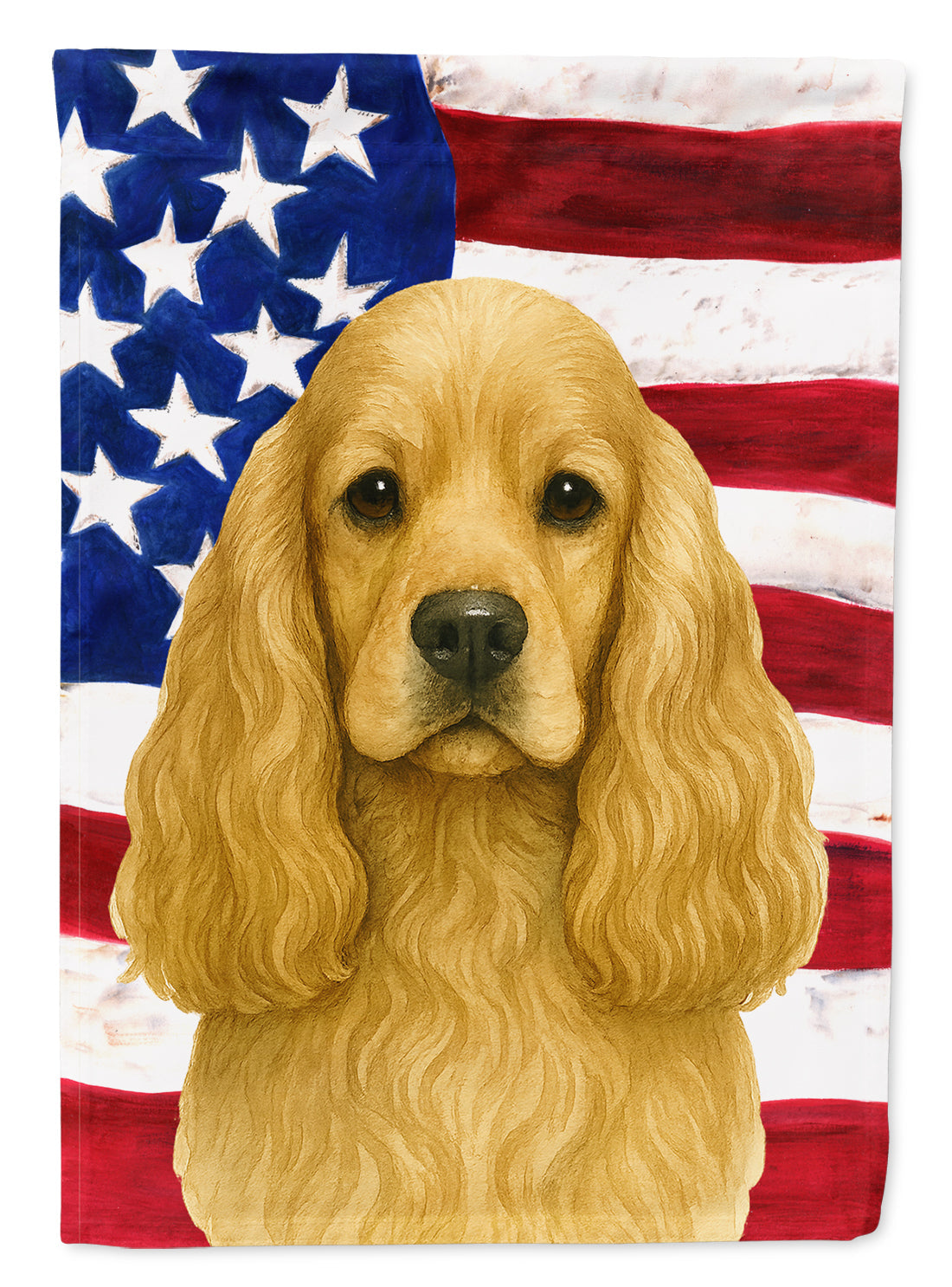 Buff Cocker Spaniel American Flag House Flag 28x40 Porch Sleeve Pole Decorative Outside Yard Banner Artwork Wall Hanging, Polyester