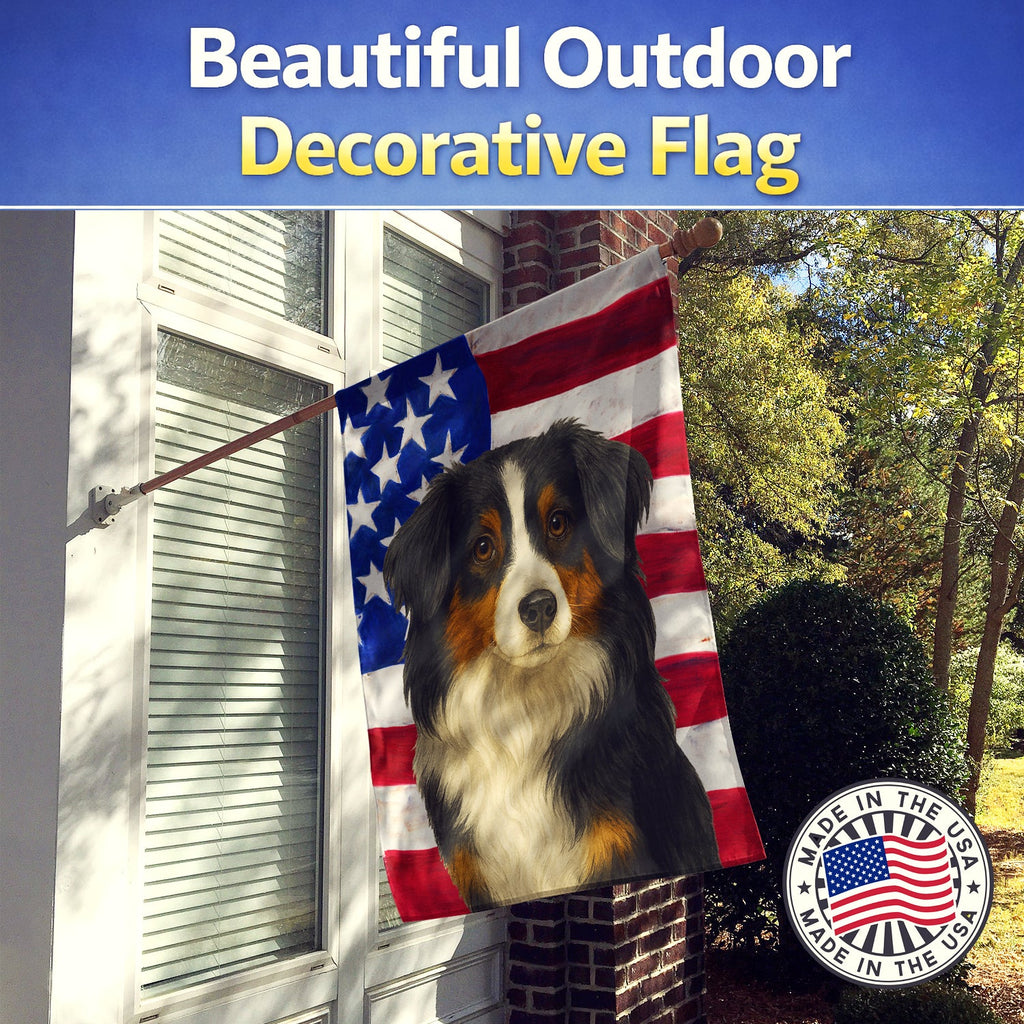 Black Tri American Shepherd American Flag House Flag 28x40 Porch Sleeve Pole Decorative Outside Yard Banner Artwork Wall Hanging, Polyester