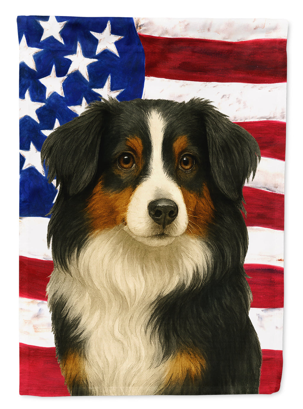 Black Tri American Shepherd American Flag House Flag 28x40 Porch Sleeve Pole Decorative Outside Yard Banner Artwork Wall Hanging, Polyester