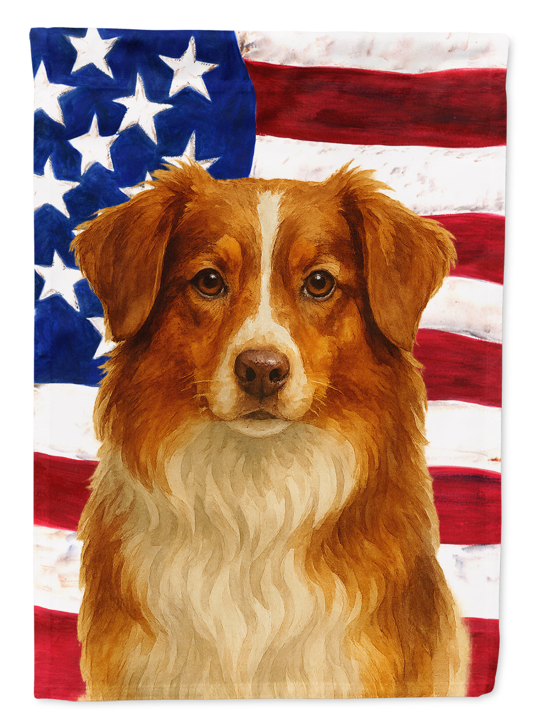 Red Tri American ShepherdAmerican Flag House Flag 28x40 Porch Sleeve Pole Decorative Outside Yard Banner Artwork Wall Hanging, Polyester