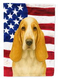 Lemon and White Basset Hound American Flag House Flag 28x40 Porch Sleeve Pole Decorative Outside Yard Banner Artwork Wall Hanging, Polyester