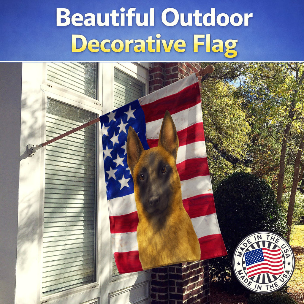 Belgian Malinois American Flag House Flag 28x40 Porch Sleeve Pole Decorative Outside Yard Banner Artwork Wall Hanging, Polyester