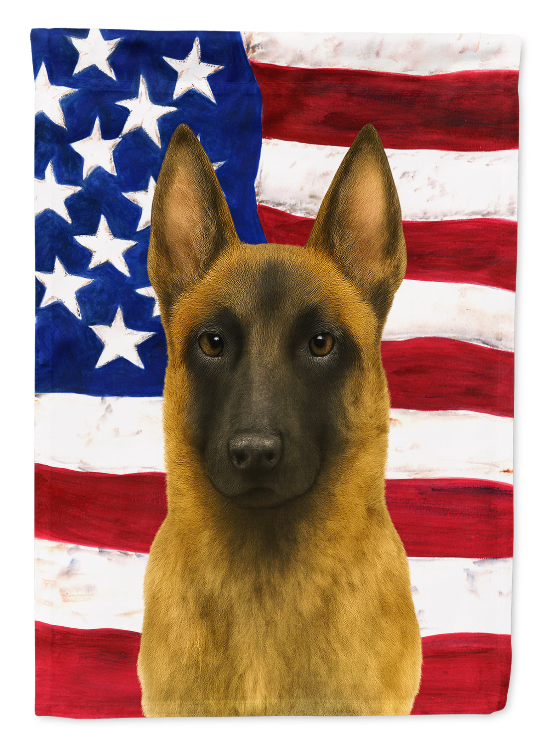 Belgian Malinois American Flag House Flag 28x40 Porch Sleeve Pole Decorative Outside Yard Banner Artwork Wall Hanging, Polyester