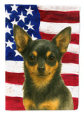 Black and Tan Chihuahua American Flag House Flag 28x40 Porch Sleeve Pole Decorative Outside Yard Banner Artwork Wall Hanging, Polyester