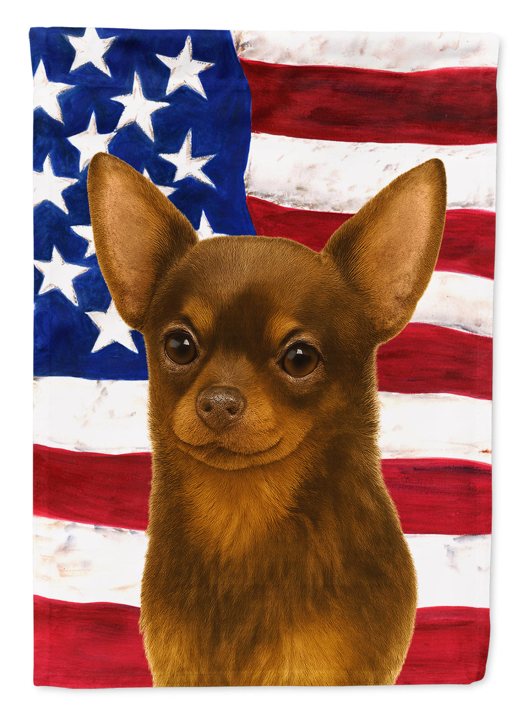 Chocolate Chihuahua American Flag House Flag 28x40 Porch Sleeve Pole Decorative Outside Yard Banner Artwork Wall Hanging, Polyester