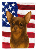 Chocolate Chihuahua American Flag House Flag 28x40 Porch Sleeve Pole Decorative Outside Yard Banner Artwork Wall Hanging, Polyester