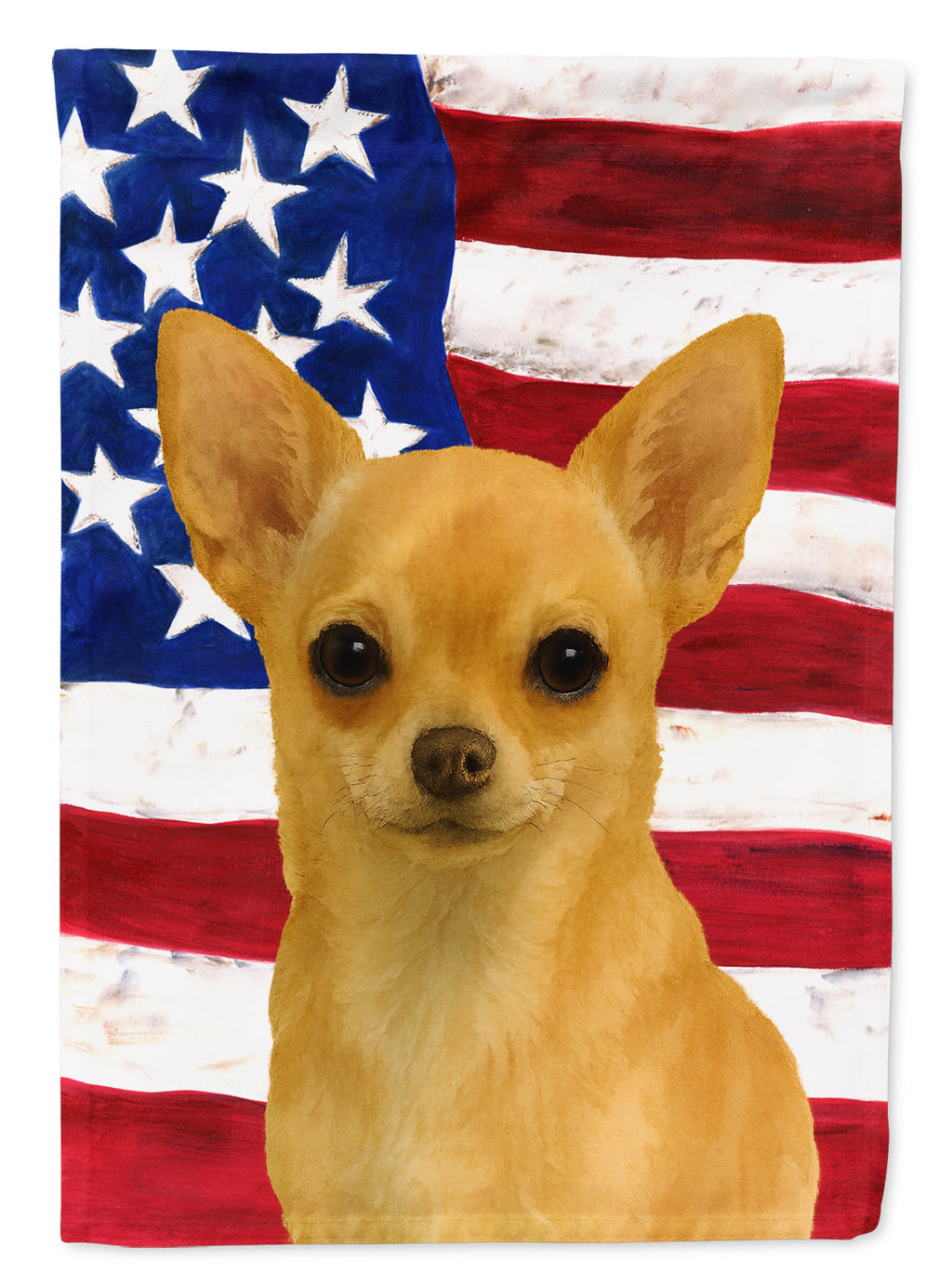 Fawn Chihuahua American Flag House Flag 28x40 Porch Sleeve Pole Decorative Outside Yard Banner Artwork Wall Hanging, Polyester