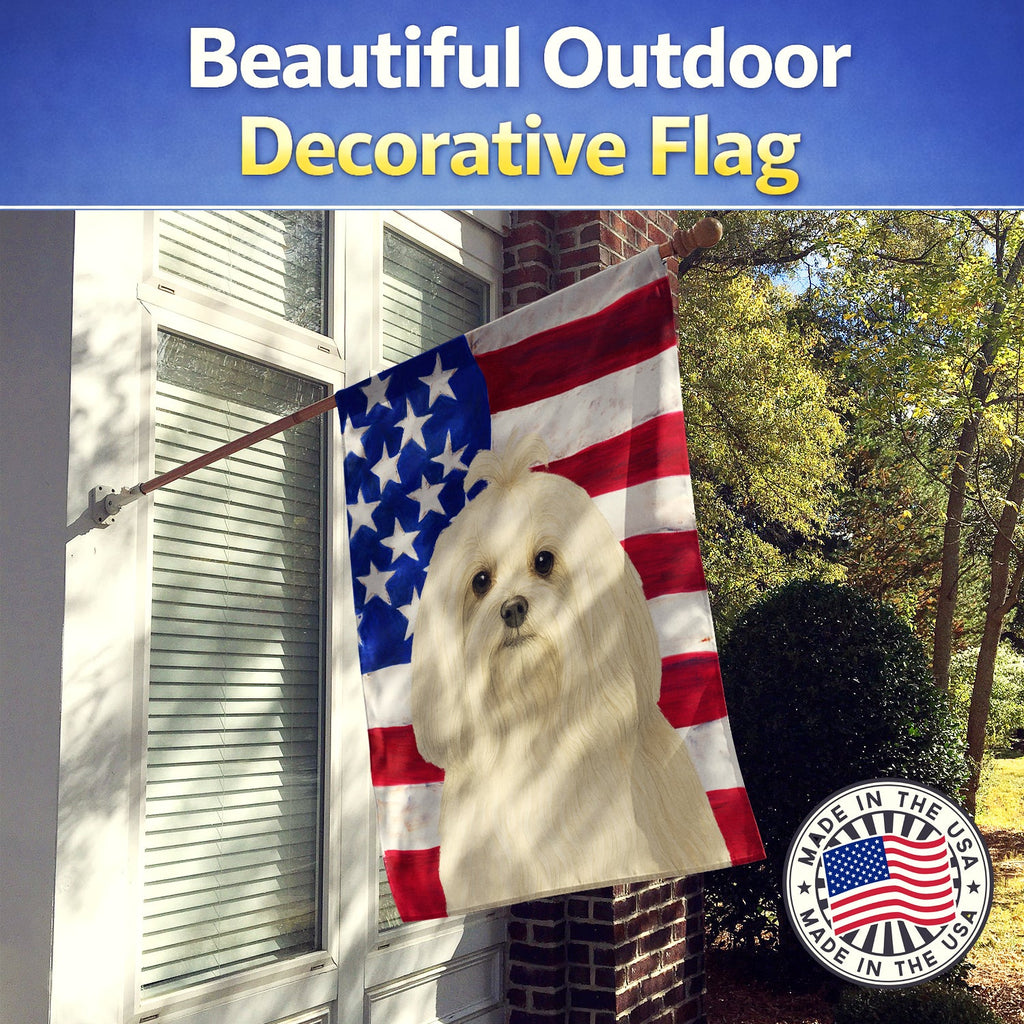 Maltese American Flag House Flag 28x40 Porch Sleeve Pole Decorative Outside Yard Banner Artwork Wall Hanging, Polyester