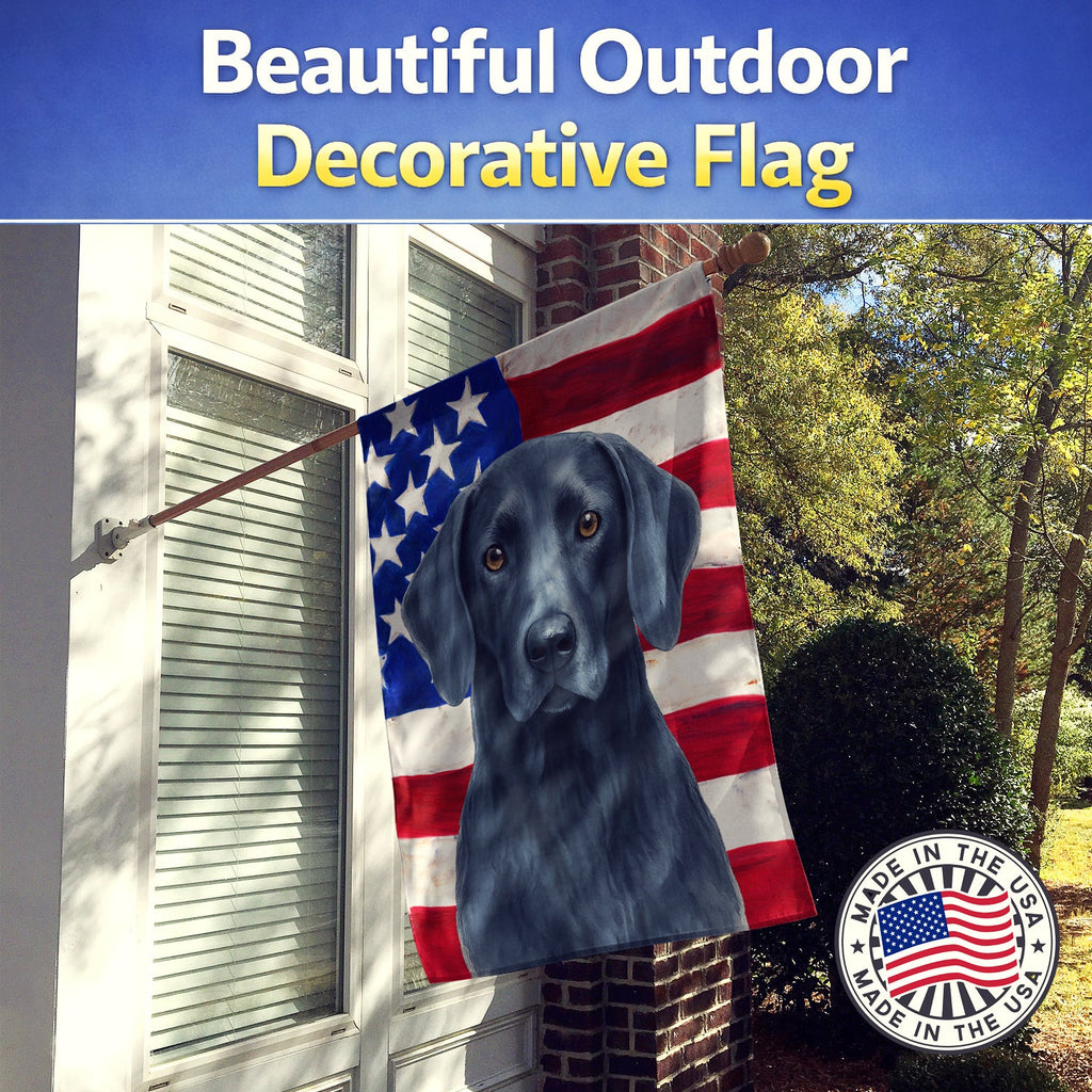 Blue Weimaraner American Flag House Flag 28x40 Porch Sleeve Pole Decorative Outside Yard Banner Artwork Wall Hanging, Polyester