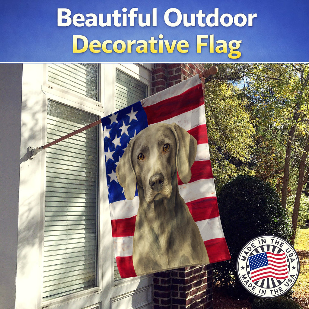 Weimaraner American Flag House Flag 28x40 Porch Sleeve Pole Decorative Outside Yard Banner Artwork Wall Hanging, Polyester
