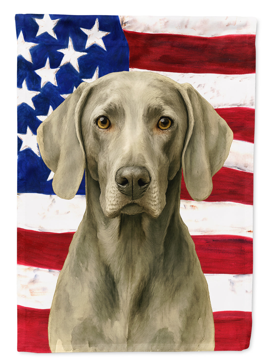 Weimaraner American Flag House Flag 28x40 Porch Sleeve Pole Decorative Outside Yard Banner Artwork Wall Hanging, Polyester