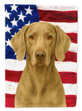 Silver Gray Weimaraner American Flag House Flag 28x40 Porch Sleeve Pole Decorative Outside Yard Banner Artwork Wall Hanging, Polyester