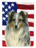 Blue Merle Collie American Flag House Flag 28x40 Porch Sleeve Pole Decorative Outside Yard Banner Artwork Wall Hanging, Polyester