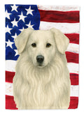 White Collie American Flag House Flag 28x40 Porch Sleeve Pole Decorative Outside Yard Banner Artwork Wall Hanging, Polyester