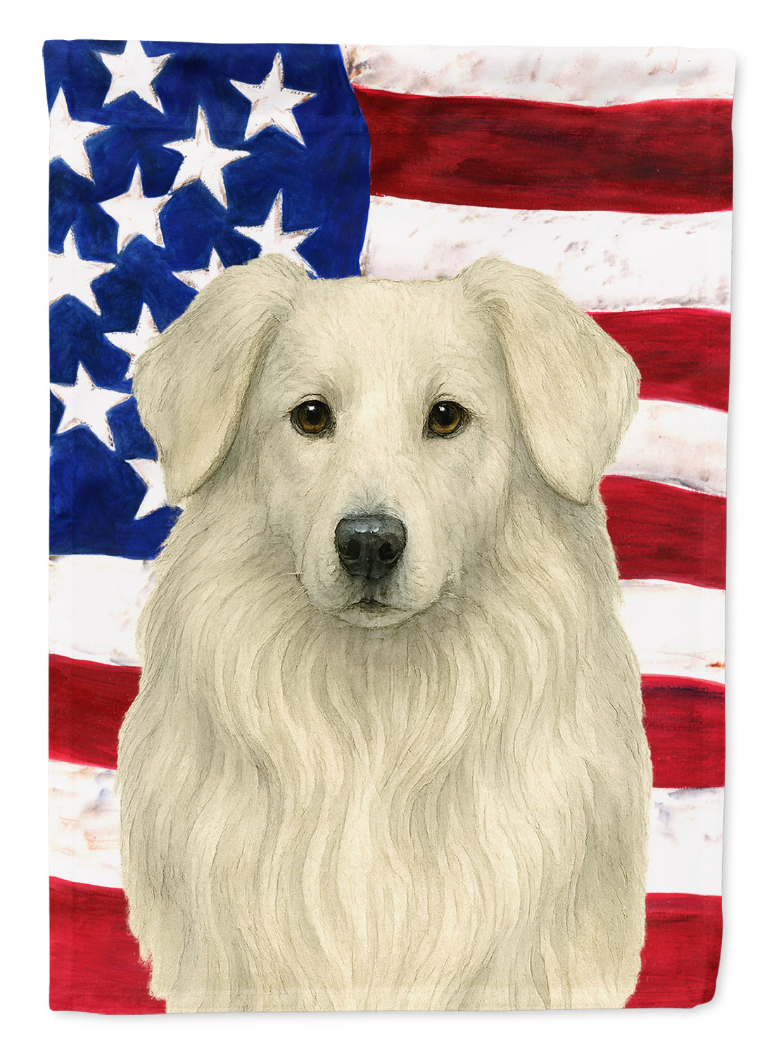 White Collie American Flag House Flag 28x40 Porch Sleeve Pole Decorative Outside Yard Banner Artwork Wall Hanging, Polyester