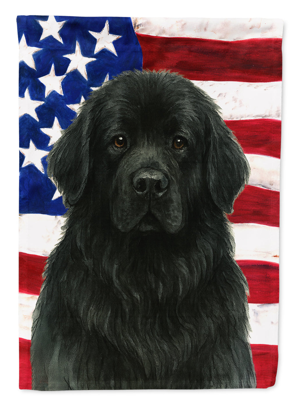 Black Newfoundland American Flag House Flag 28x40 Porch Sleeve Pole Decorative Outside Yard Banner Artwork Wall Hanging, Polyester