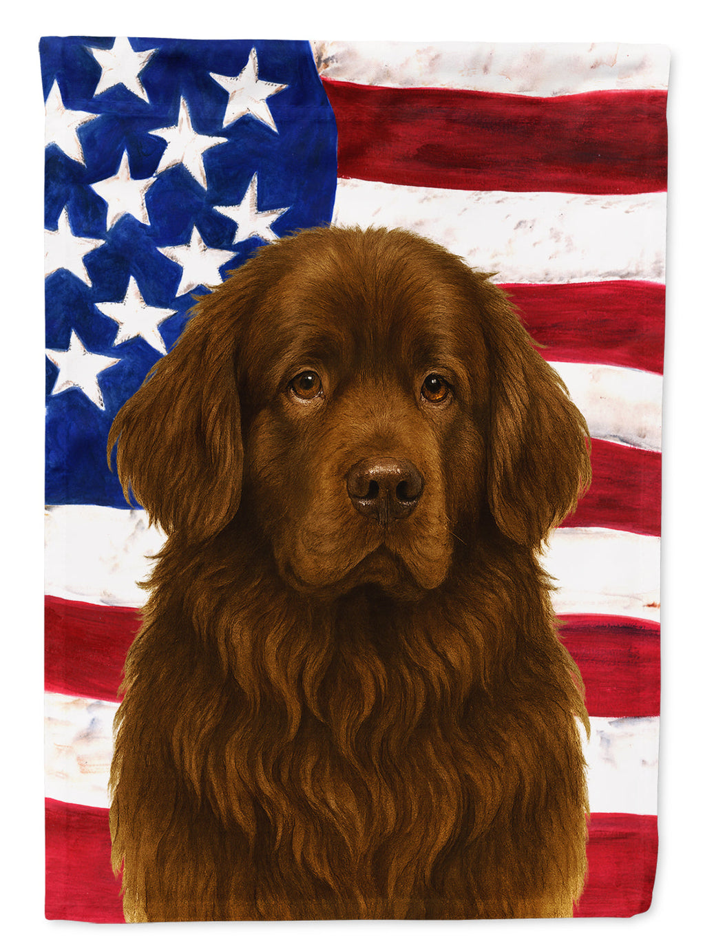 Brown Newfoundland American Flag House Flag 28x40 Porch Sleeve Pole Decorative Outside Yard Banner Artwork Wall Hanging, Polyester